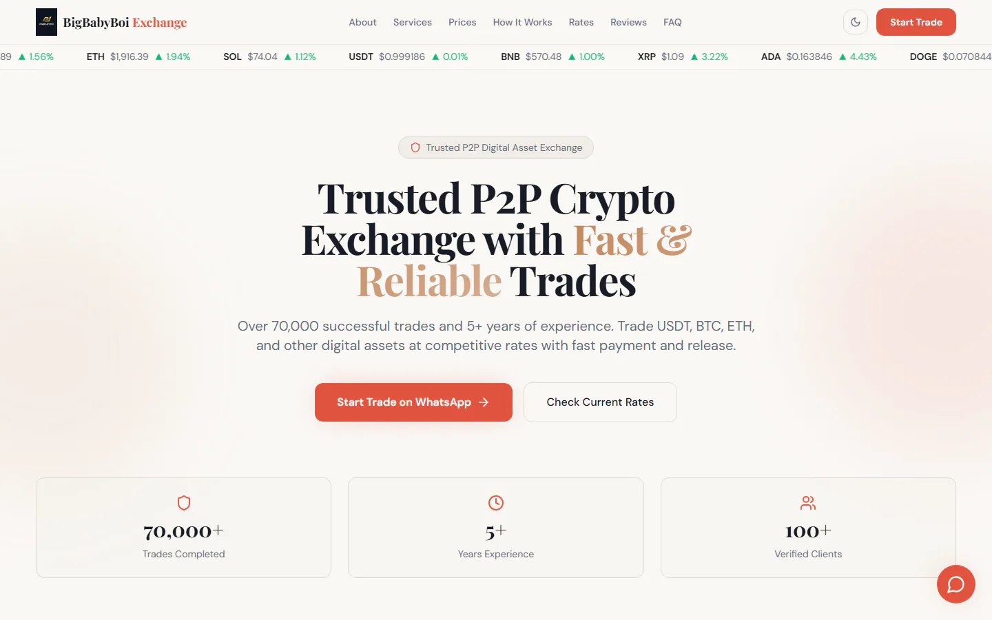 BigBabyBoi Exchange website preview