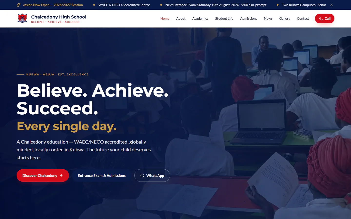 Chalcedony High School website preview