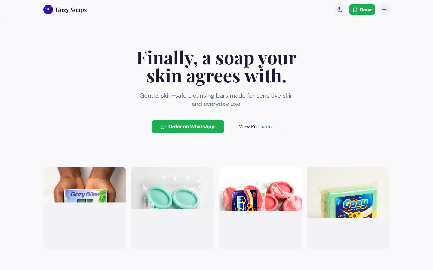 Gozy Soaps website preview
