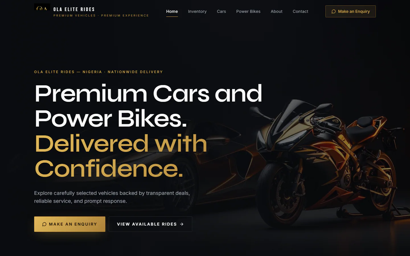 OLA Elite Rides website preview