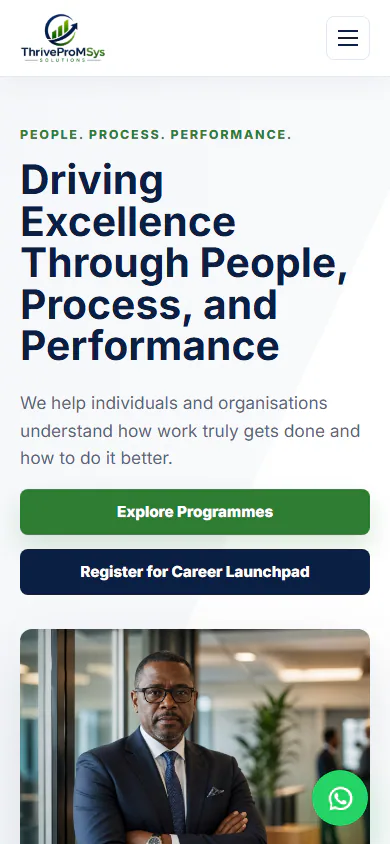 ThriveProMSys Solutions live website mobile preview